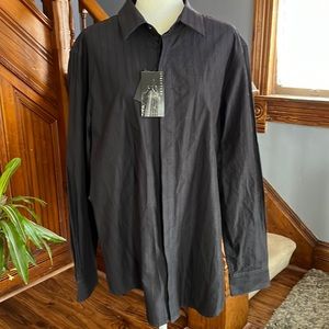 Men Fashion Woven Black Long Sleeves Shirt Sz XL (44-46)